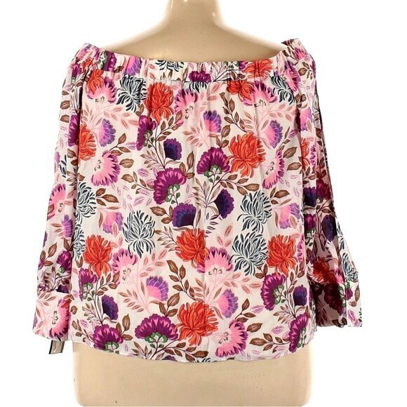 INC Womens Blouse 3X Floral Spring Feminine Long‎ Sleeves Boat Neck Pink Boho - Picture 4 of 12